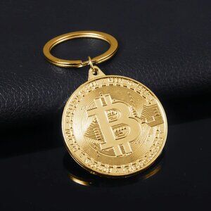 Hot Bitcoin Coin Keychains High Quality Music Band Badge Metal Keyring Men Women